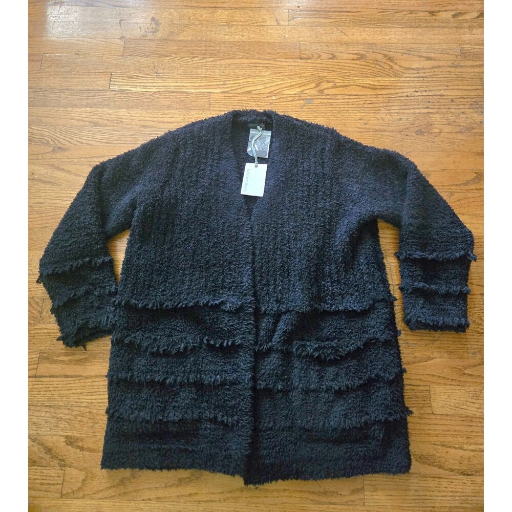 Barefoot Dreams Sweater Womens Large Black CozyChic Boardwalk Cardigan NWT